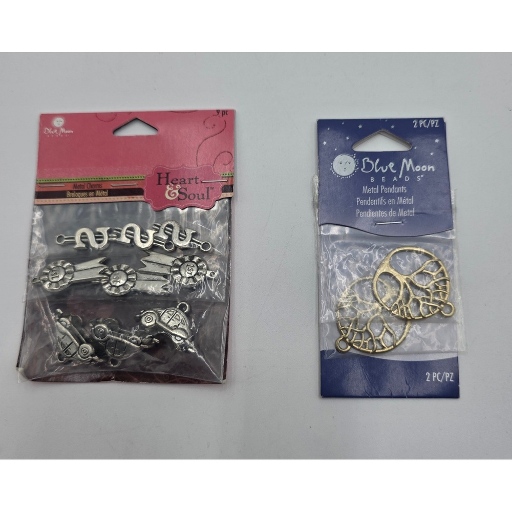 Blue Moon Beads Metal Charms Pendants Tree of Life Car Dollar Sign 11pc Lot NEW